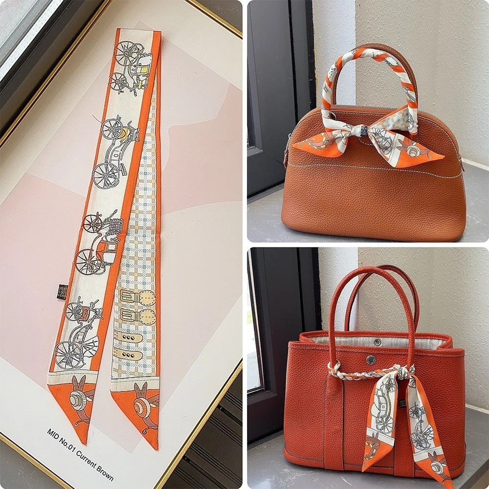 5*90cmCarriage Seat Driving Twill Ribbon Tied Bag Handle Silk Scarf Wrapped Bag Tied Bag Handle Women's Headband Scarf Wholesale