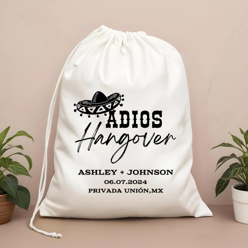 25 pcs Custom Adios Hangover Bag-Hangover Kit Bags-Mexico Bachelorette Kit-Destination Party Bags-Bachelorette Party Gift Bags