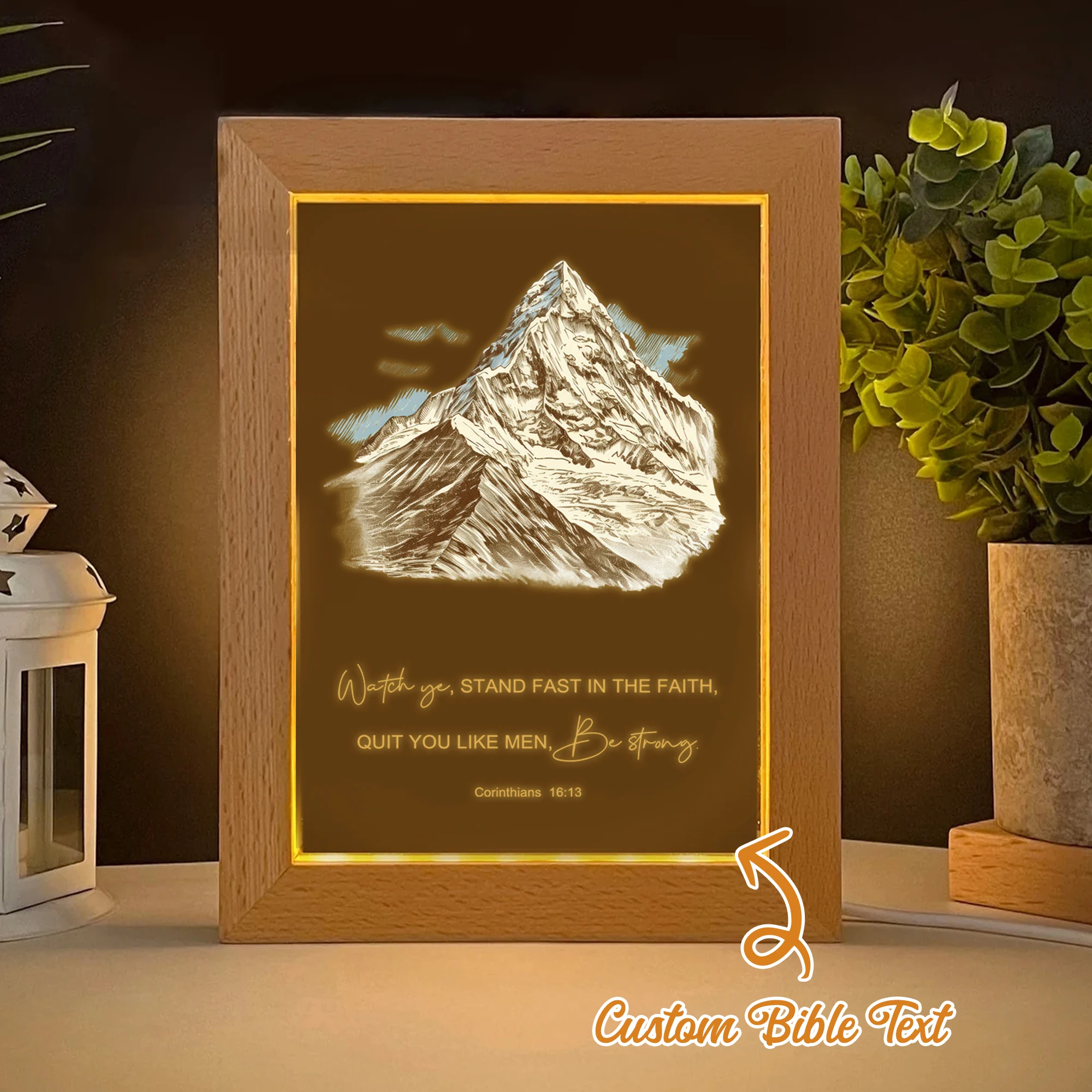 Gepersonaliseerde Bijbelverzen LED Nachtzicht Fotolijst Aangepaste Gift Familie Woonkamer Slaapkamer Eetkamer Woondecoratie