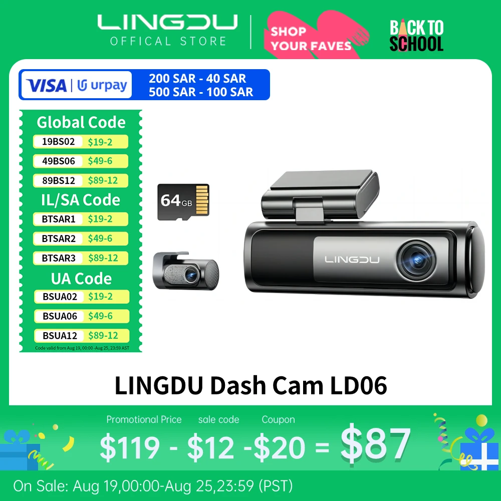 

LINGDU 4K Dash Cam LD06 Ultra HD Dash Camera Built-in 5GHz WiFi GPS 24H Parking Auto Record Car DVR Dual-Channel Route Tracking