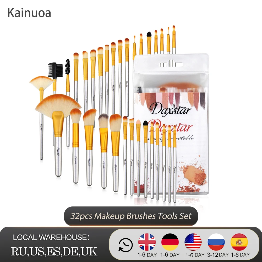 

Kainuoa 32Pcs Makeup Set Foundation Eye Shadows Lipsticks Powder Highlight Conceal Brushes Professional Makeup Tool Kit With Bag