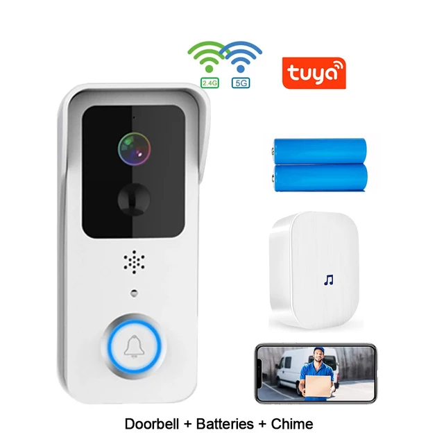 Tuya Smart Video Doorbell 5G 2.4G WiFi Outdoor Door bell Waterproof Battery Intercom Smart Life Wireless doorbell Camera