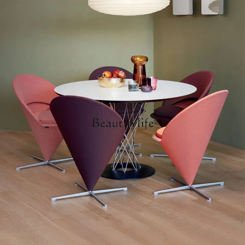 Cone Chair Heart-Shaped Leather Lounge Chair Creative Simple Negotiation Reception Chair Designer