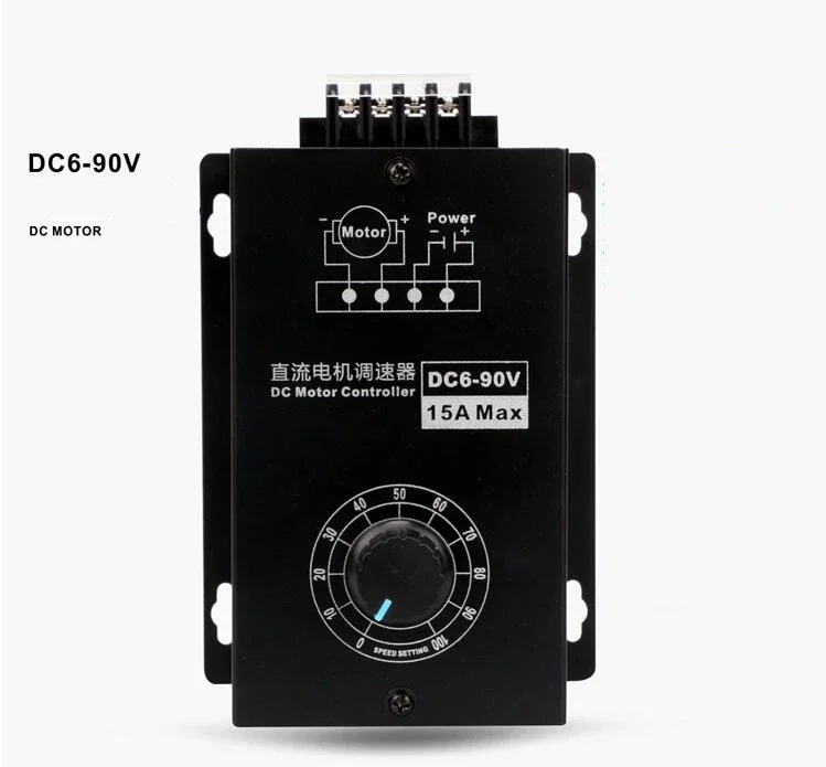 العرض الرقمي 0 ~ 100% قابل للتعديل DC 6-90V 15A DC سرعة المحرك تحكم PWM منظم 12V 24V 48V 60V 72V 90V 1000W عكسها