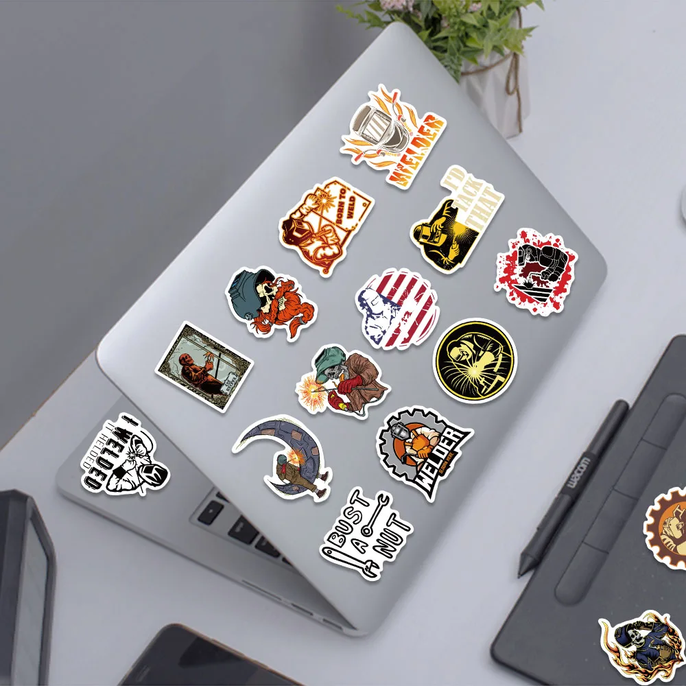 50PCS Welding Worker Stickers Cartoon Graffiti Decals For Laptop Phone Suitcase Skateboards Notebook Refrigerator Stickers Toy