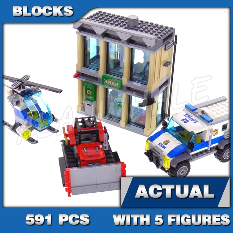 591 pz City Cop Bulldozer Break-In Crooks Elicottero Camion 10658 Building Blocks Set Mattoni Compatibile con Il Modello