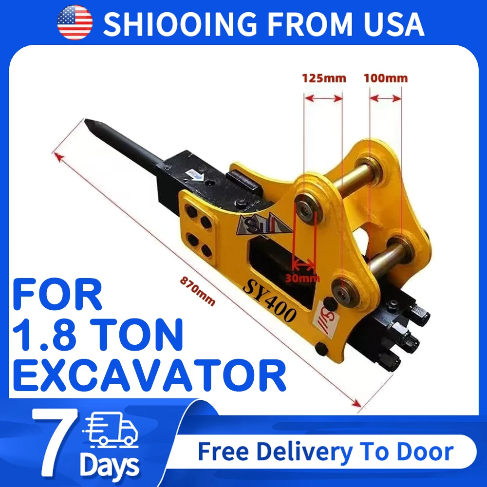 

Free Shipping US ATTACHXPRO Mini Excavator Attachment ,Hydraulic Breaker Hammer,Drill Rod Diameter 40mm Breaking Hammer