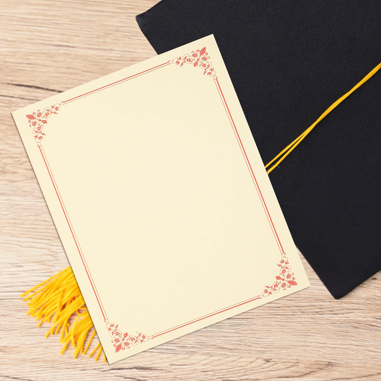 

10 Pcs Red Blank Diploma Certificate Paper for Printing Writable Printable A4 Size Award Gift Business Documents Decor