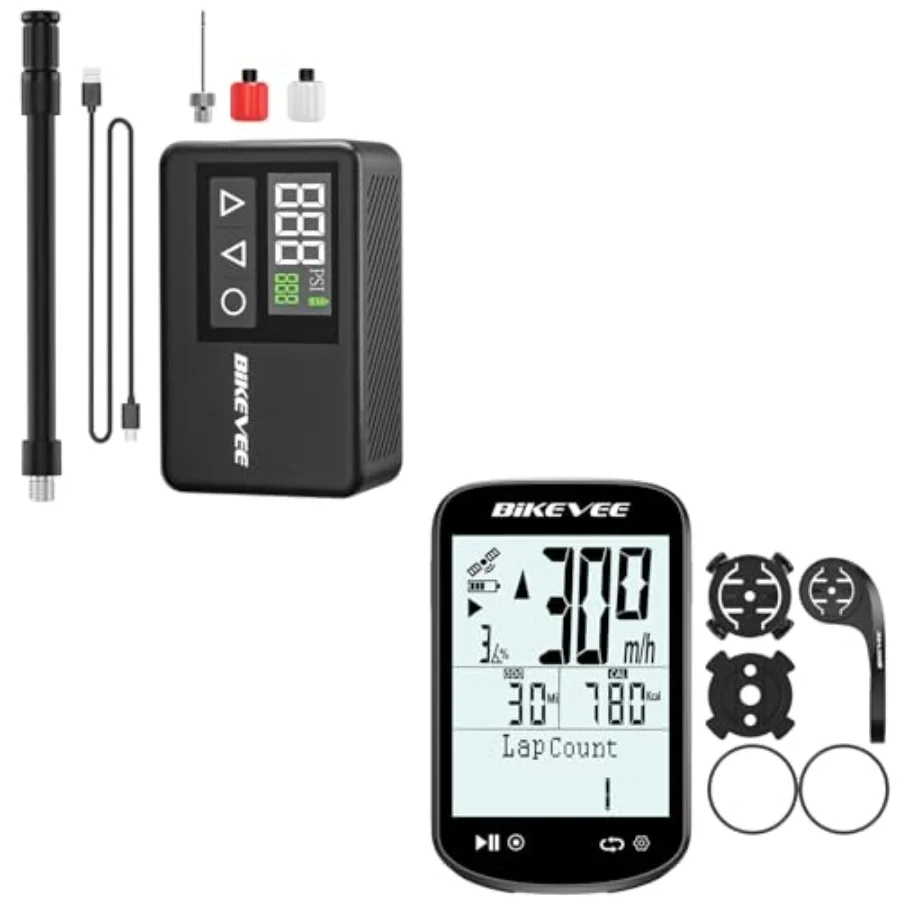 

Wireless Bike Computer GPS Bundle + Mini Bike Pump Electric New Version
