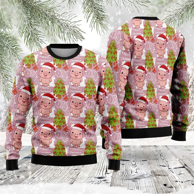 جديد ثلاثية الأبعاد مطبوعة لطيف خنزير البلوز للرجال النساء مضحك خنزير مزرعة عيد الميلاد منقوشة هوديي فضفاض الجولة الرقبة البلوز سترة