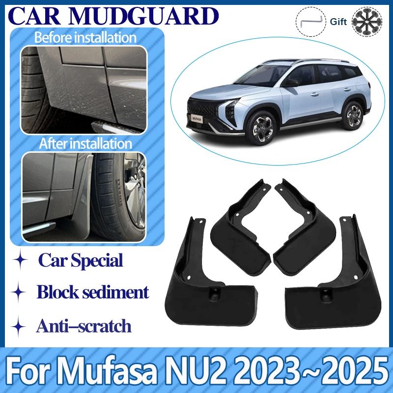 

Car Mudguards For Hyundai Mufasa NU2 2023 2024 2025 Anti-splash Mud Flap Fender Front Rear Wheel Mudflap Guards Auto Accessories
