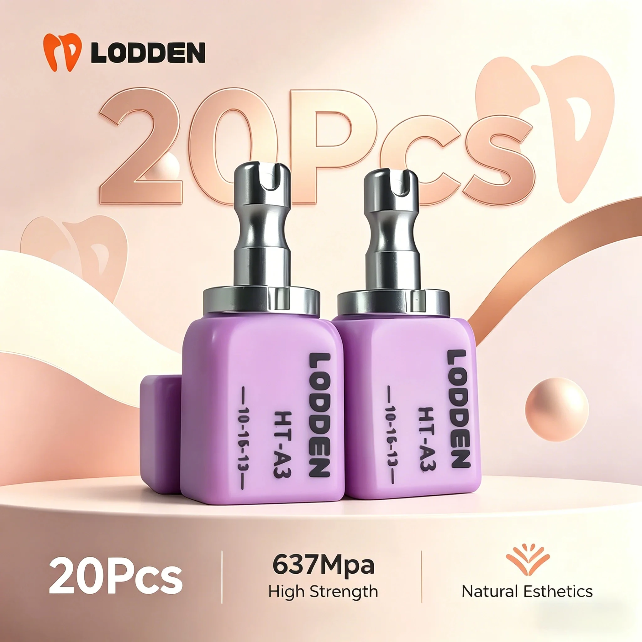 20PCS Lodden Dental Lithium Disilicate C14 Sirona Glass Ceramics Block Chairside Restoration Aesthetics Dental Lab Materials