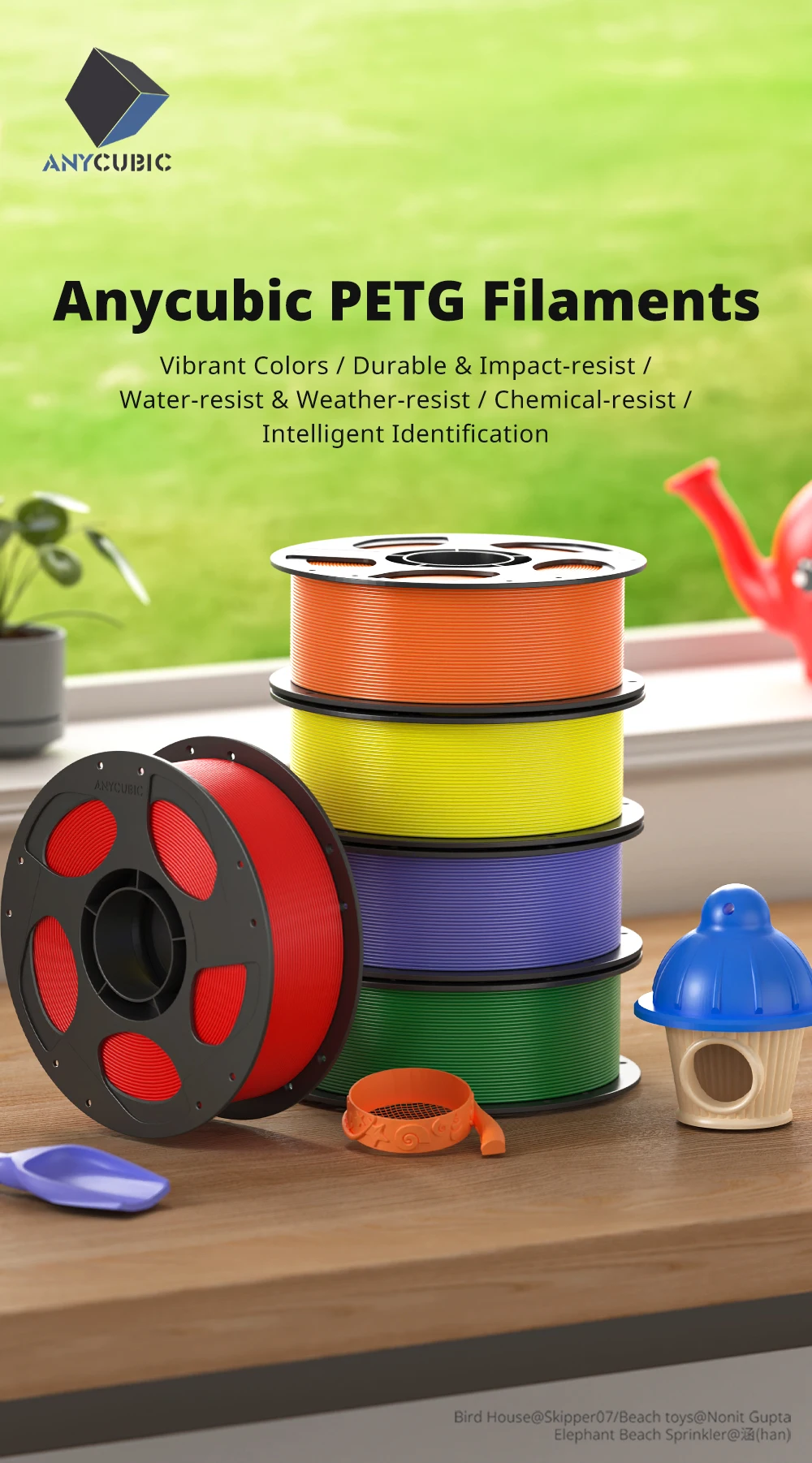 5 kg ANYCUBIC PETG-Filament, 1,75 mm, mehrfarbig, 3D-Drucker-Kunststoff, wasserfest, schlagfest, 3D-Druckmaterial für 3D-Drucker – Detail 1