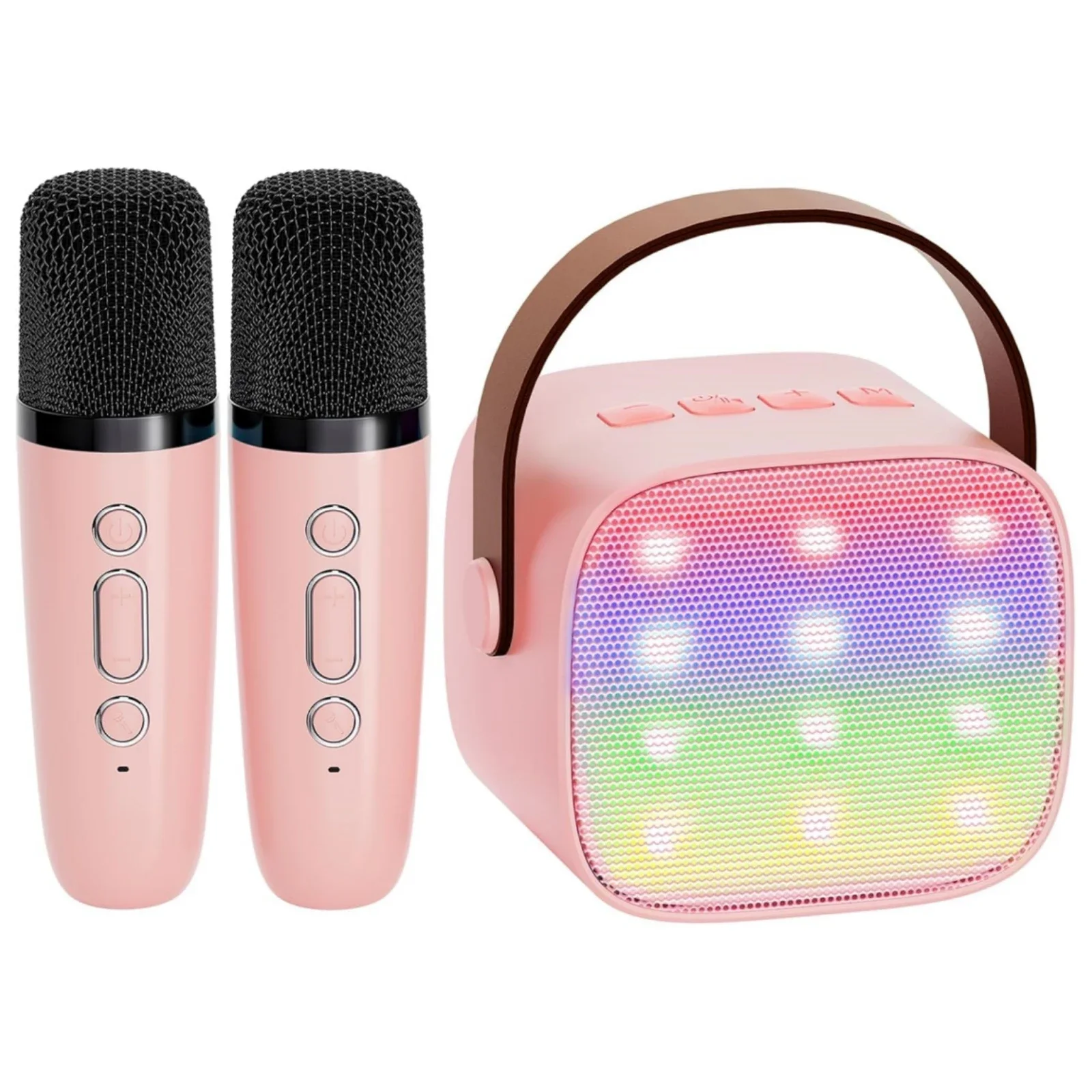 Mini macchina per karaoke On-The-Go - Altoparlante Bluetooth con 2 microfoni wireless, presa Tf/aux/auricolare, ricaricabile per divertimento in viaggio