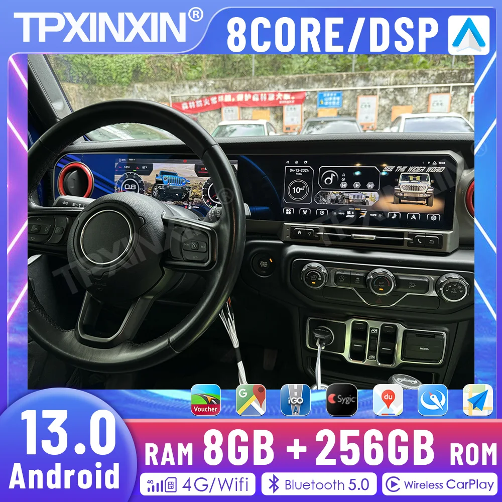 27 Inch Digital Cluster For Jeep Wrangler JL Gladiator 2018-2021 Car Video Player Multimedia Android GPS Navi CarPlay Head Unit