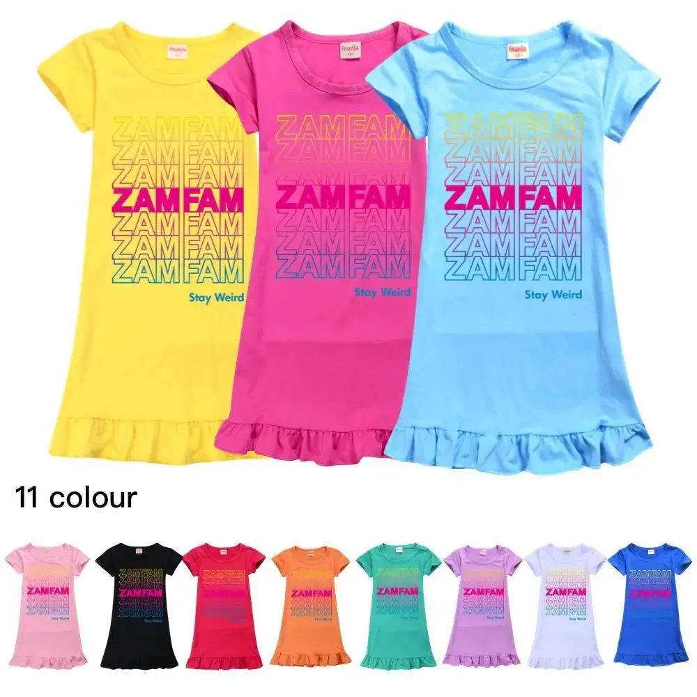 

Fashion clothes Summer Anime ZAMFAM Clothes Kids Cute Cartoon Casual Dress Baby Girls Short Sleeve Princess Pajamas Dresses629