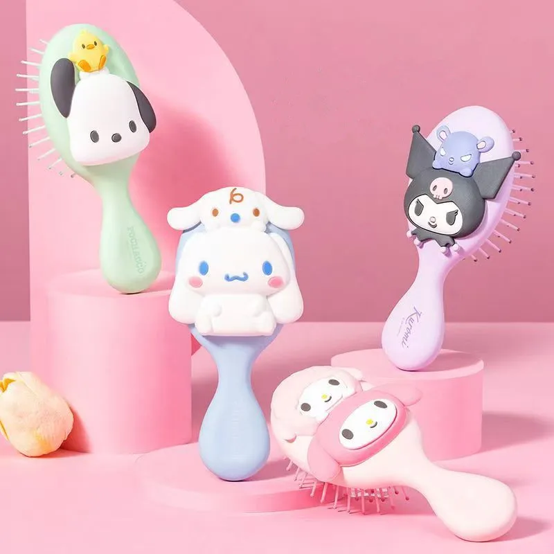 أنيمي سانريو كورومي Pochacco سينامورول بلدي ميلودي ثلاثية الأبعاد تدليك وسادة هوائية مشط المحمولة ولطيف مكافحة ساكنة مشط صغير فتاة الهدايا