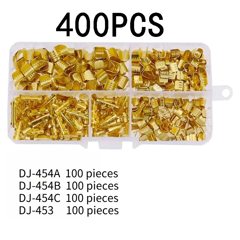 400Pcs DJ454A/B/C    Cold Pressing Connectors Cable Lug For Wire Tab Terminal C Shaped Copper Wire Crimps Terminal