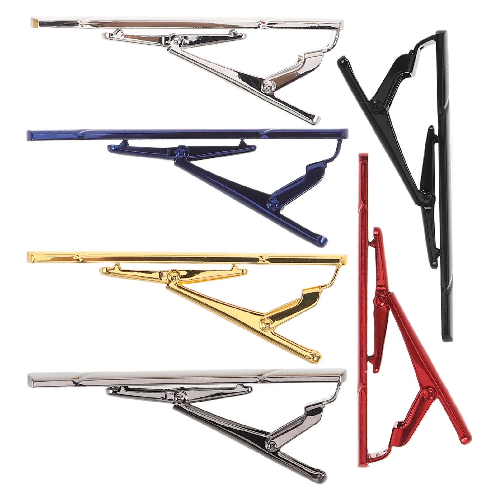 6pcs Business Tie Clip For Men Mirror Finish Slant Stripe Design Suit Accessories Wedding Office Wear Necktie Holder Pin Clasp