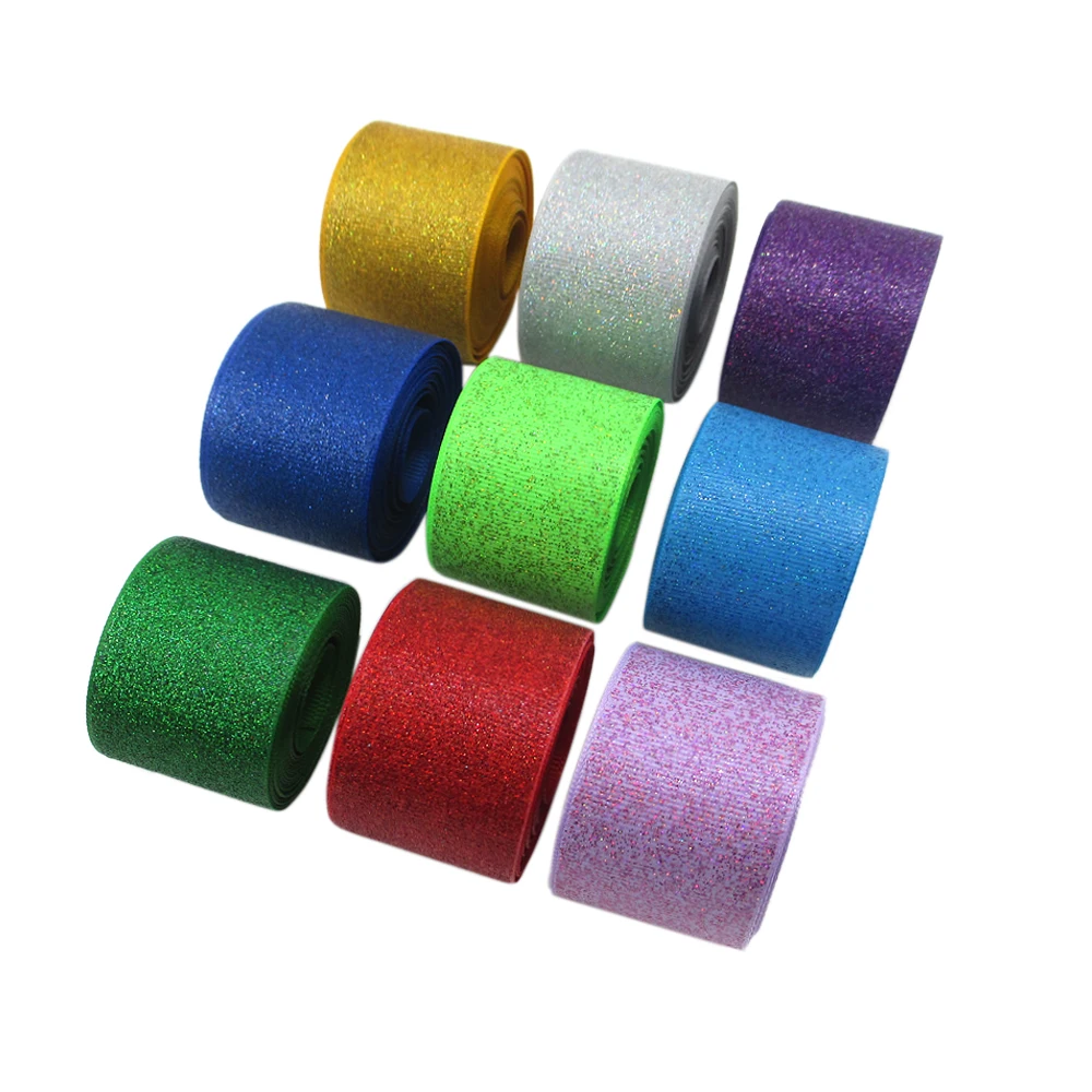 

50Yard/Roll 1.5" 38mm Solid Glitter Grosgrain Ribbon Polyester Ribbon DIY Handmade Materials,50Yc2482