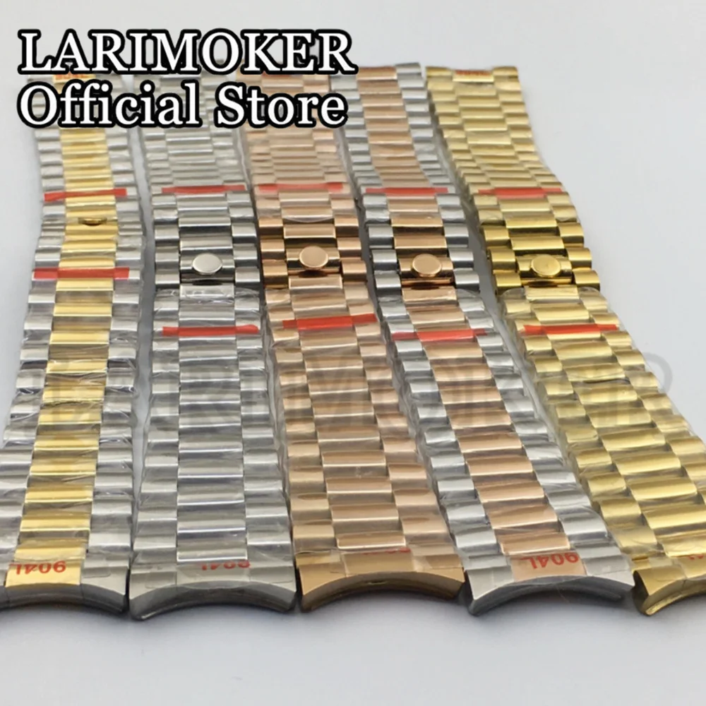 LARIMOKER 20mm 904L stainless steel silver gold rose gold bracelet band folding buckle fit 36/39/40mm case