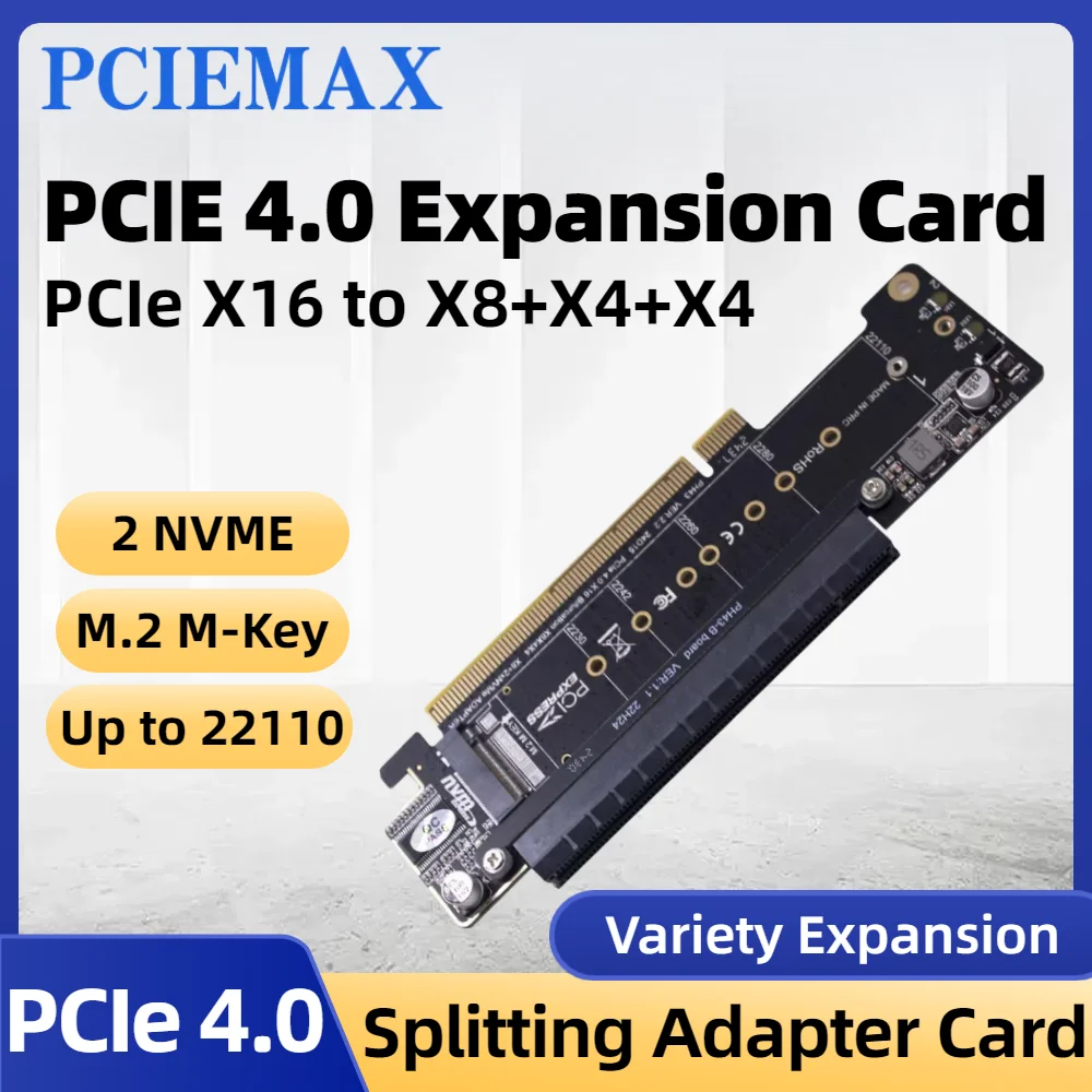 

Разделенная карта расширения TISHRIC PCIE 4,0-канальная адаптерная карта PCIe X16 к X8 X4 + X4, разделенная карта, поддержка Dual M.2 NVMe 2230 22110 SSD