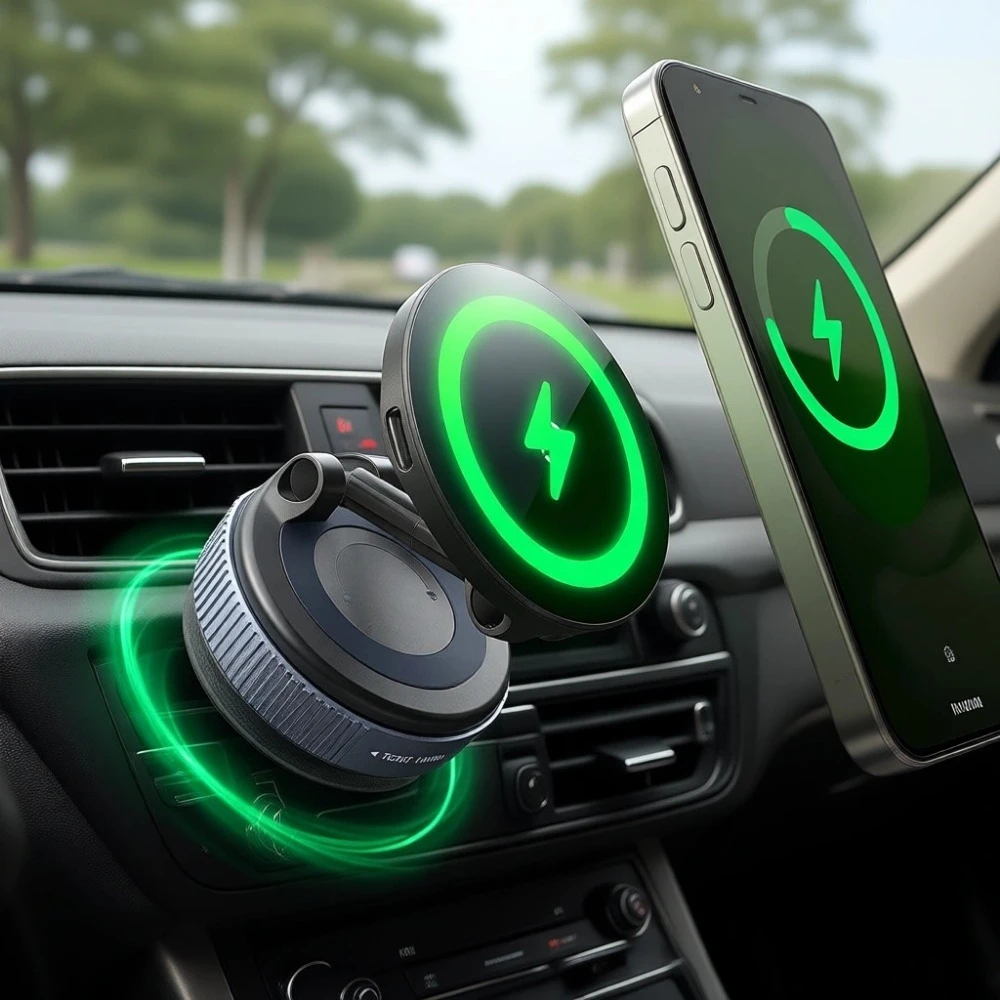 

2026 Upgraded MagSafe Car Mount Charger 15W Magnetic Wireless Strong Suction Hands Free Phone Holder
