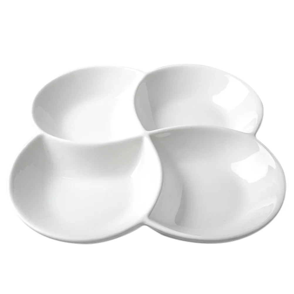 

Candy Four Compartment Fruit Plate Jewelry Tray Melamine Buffet Serving Utensils Dried Food Storage
