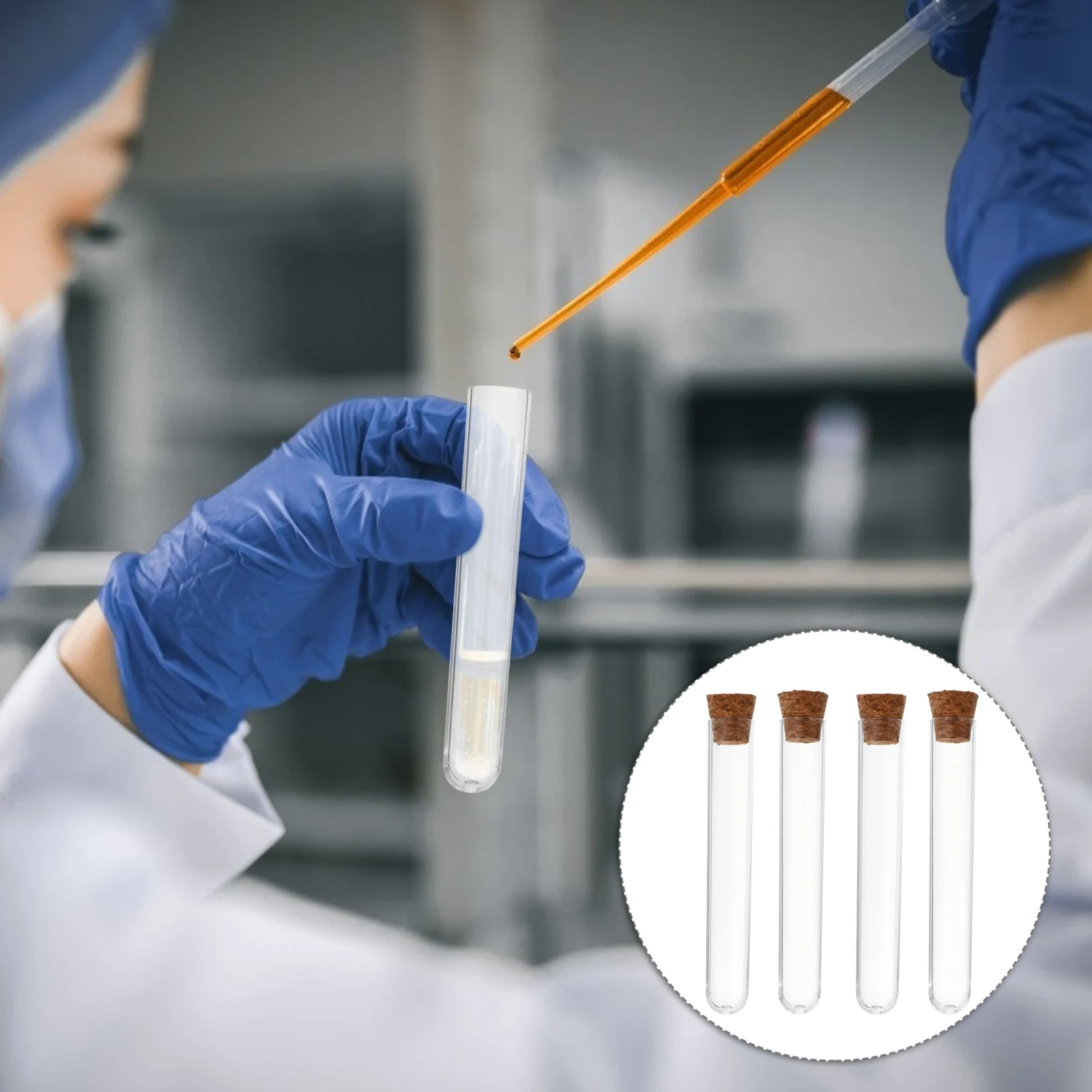 

35 Pcs Cork Test Tube Small Plastic Tubes Scientific Experiments Teaching Tool with Lid Cover Caps Container
