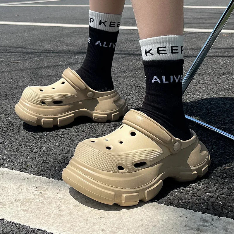 

Летние сабо, тапочки для женщин, массивная обувь, модная обувь на платформе с отверстиями, пляжные сандалии, повседневная уличная садовая обувь