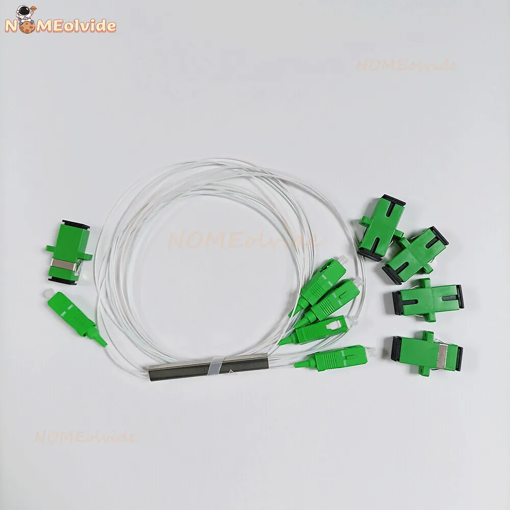 1PCS Fiber Optic PLC Splitter 1X4 SC/APC 0.9Mm Steel Tube Mini Blockless FTTH SM 1*4 SC APC Connector PLC Splitter