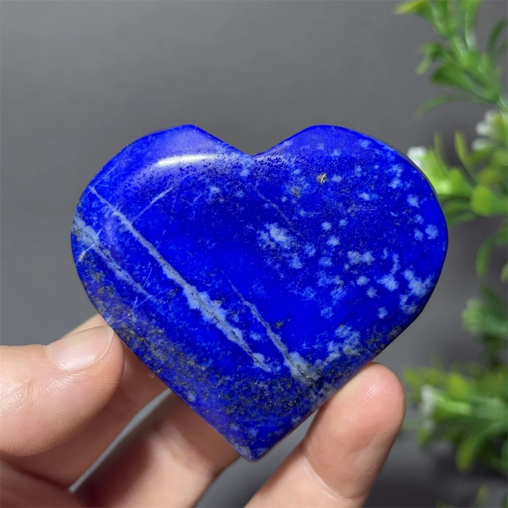 Pedra preciosa natural lápis-lazúli em forma de coração quartzo mineral terapia reiki meditação energia casa moda decoração amor presente