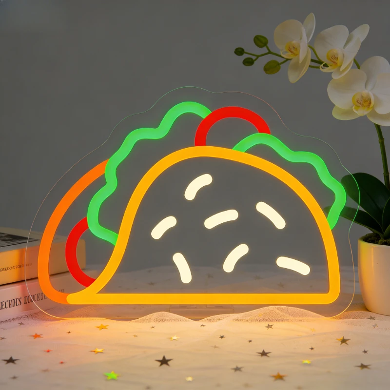 

Светодиодная неоновая вывеска Taco для кухни, бара, ресторана, домашнего декора, подарок в мексиканском стиле, яркий настенный светильник для вечеринок