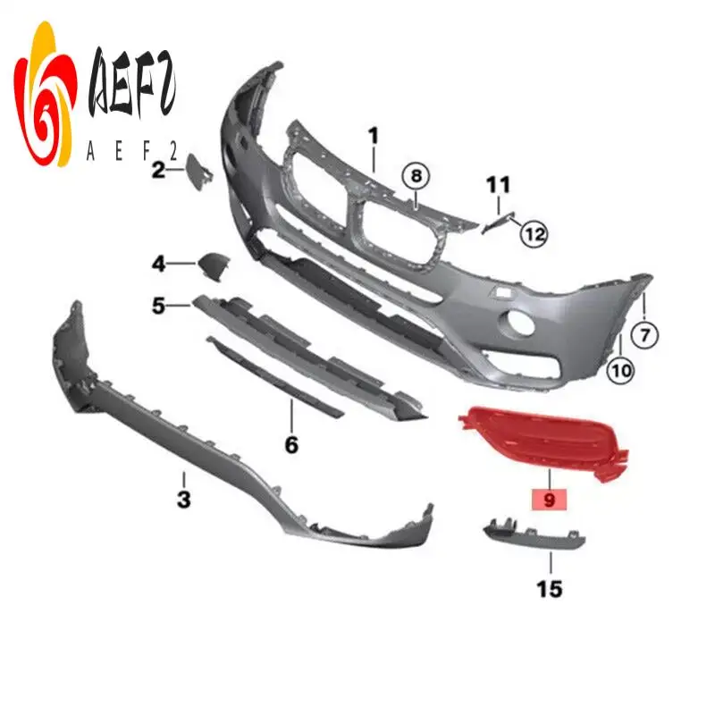 

AEF2-Car Front Bumper Face Bar Grille Bezel For BMW X3 2015-2017 Fog Lamp Grille Wind Mesh Trim Cover Frame
