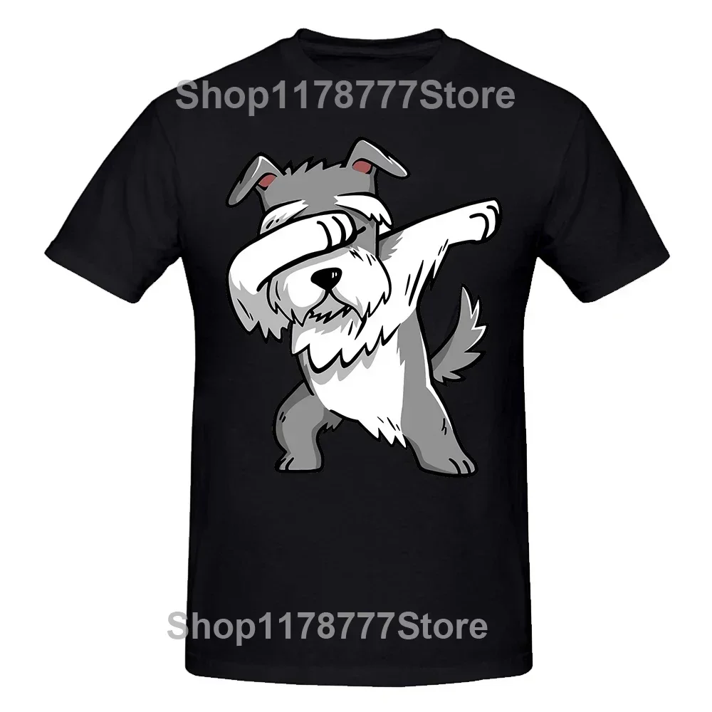 Funny Dabbing Miniature Schnauzer Dog Dad T Shirts Summer Style Graphic Cotton Streetwear Short Sleeve Birthday Gifts T-shirt