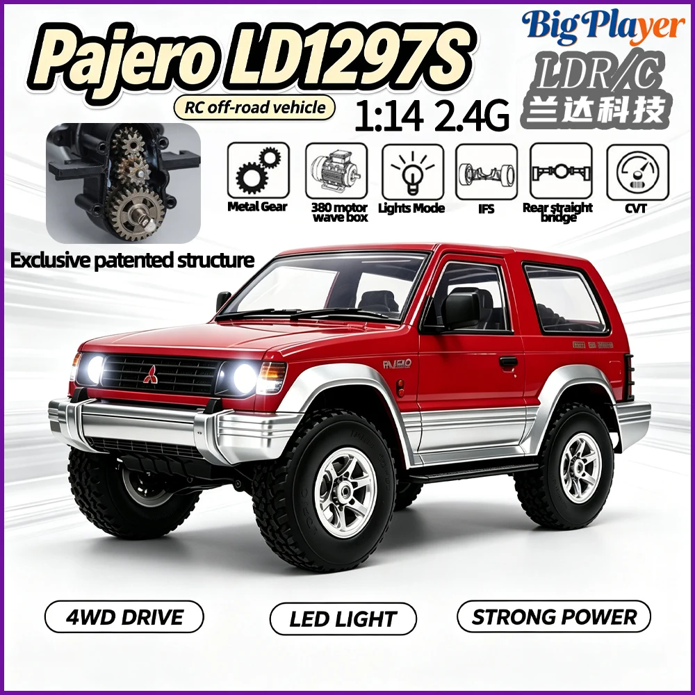 New LDRC LD1297S 1:14 Scale 4WD RC Car Pajero RC Climbing Car 2.4G Remote Control Off-Road Simulation Crawler Model Toy Gift