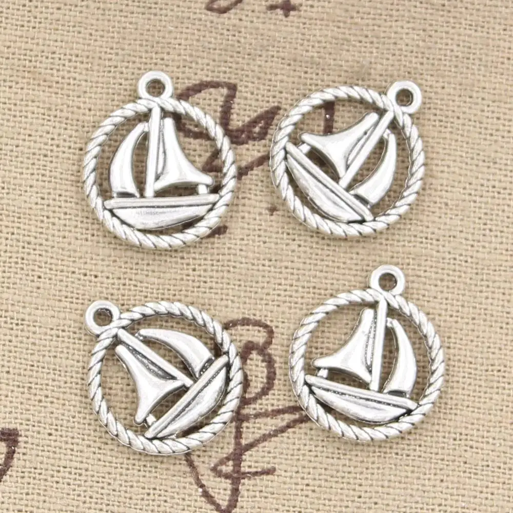 20pcs Charms Sailing Ship 19x16mm Antique Bronze Silver Color Pendants Making DIY Handmade Tibetan Bronze Silver Color Jewelry