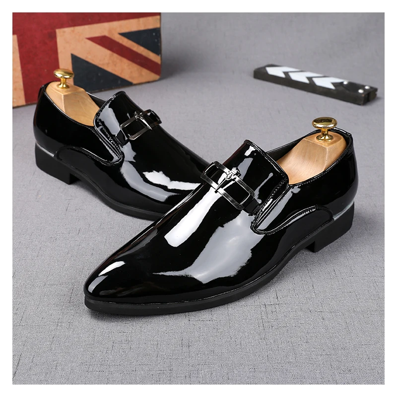 

men's fashion party prom dress shoes slip-on patent leather oxfords shoe breathable summer loafers brand designer trend footwear