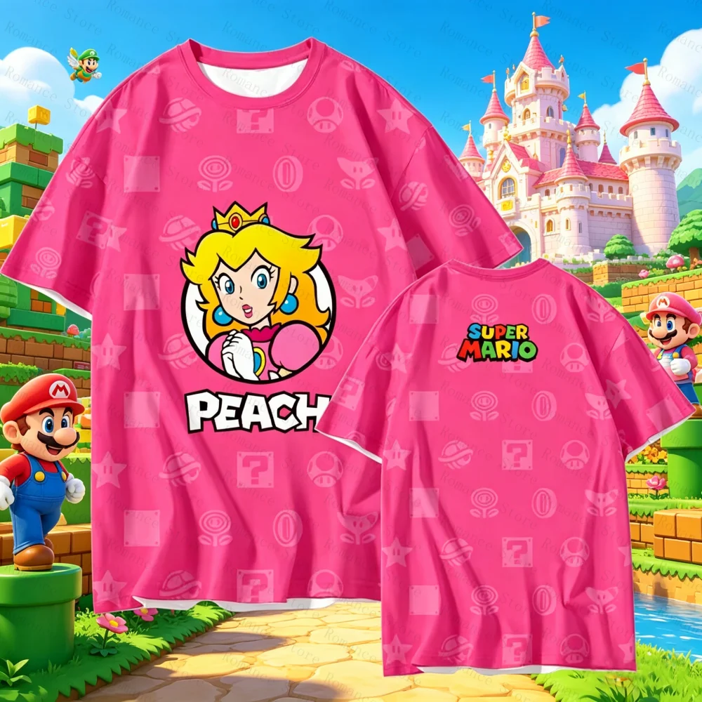 Camiseta de Verano 2026 con Estampado 3D de la Princesa Peach de Super Mario, para Hombre y Mujer, Diseño Gráfico de Videojuego, Secado Rápido, Estilo Casual