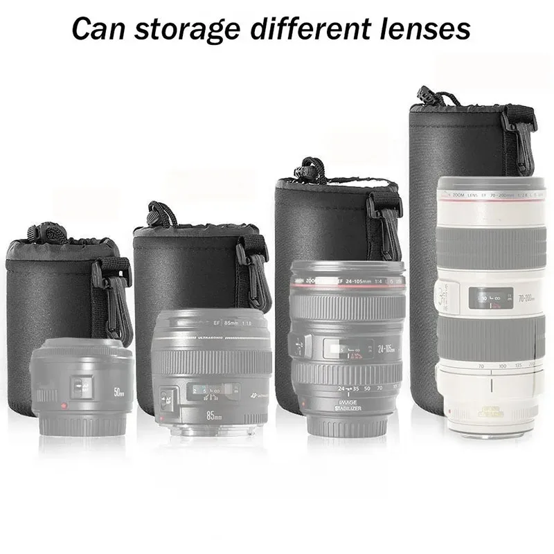 Waterproof Camera Lens Bag Drawstring Bag For Canon For Sony For Nikon DSLR Camera Lens Accessories Case with Hook