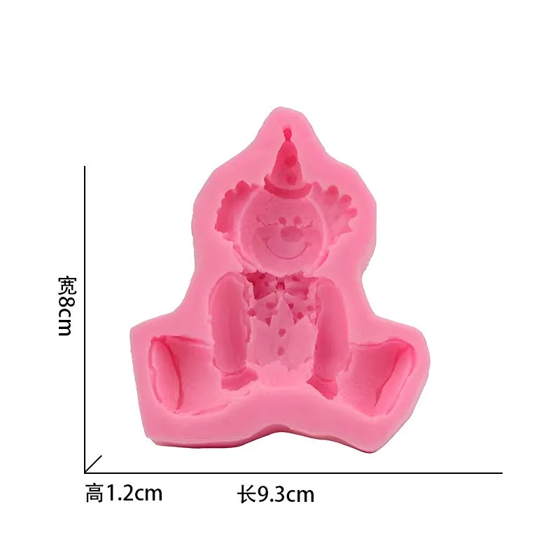 Cute Circus Smiling Clown Fondant Silicone Mold Decorating Gumpaste Mould Sugarcraft Chocolate Clay Molds Baking Tools