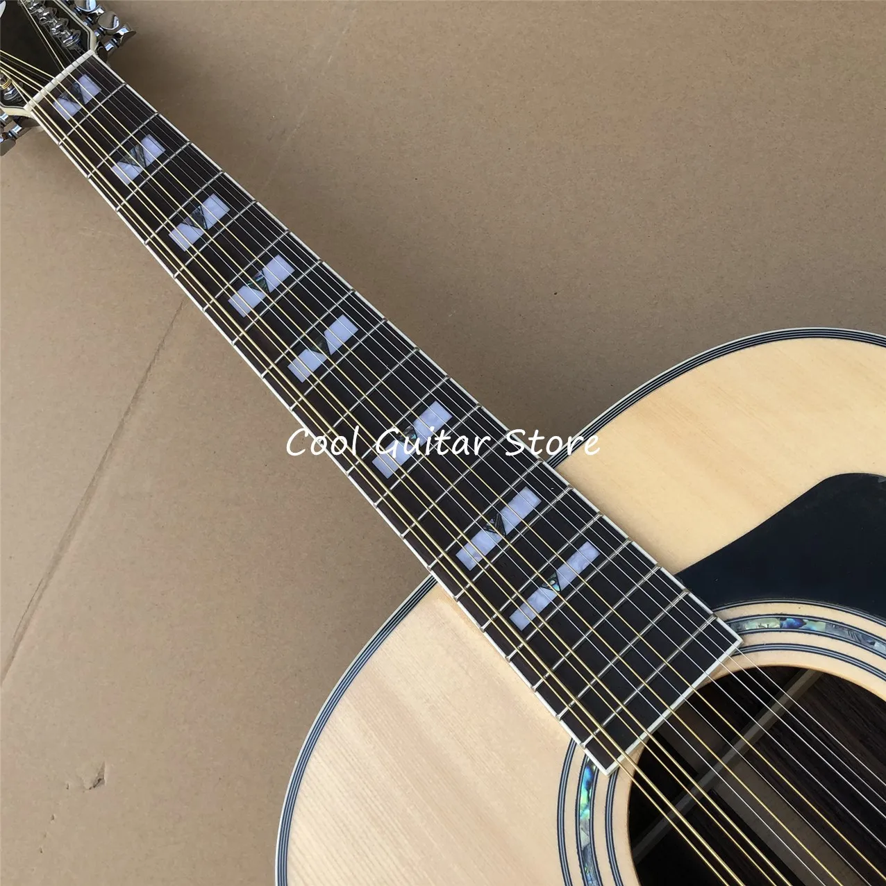 CUSTOM GUI  LD Model,12 Strings Acoustic Guitar,Real Abalone INLAY,Ebony Fretboard,Solid Spruce Top