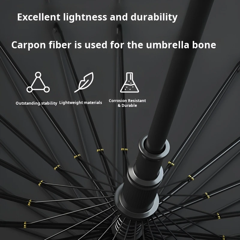24-rib Long Handle Automatic Umbrella Long Handle Business Umbrella for Men Integrated Button Large Wind-Resistant Umbrella Para