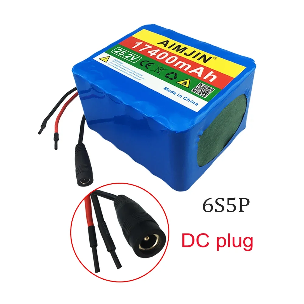 25.2v 17400mah grande capacidade 18650 bateria de lítio 6s5p bms bateria de energia, com carregador