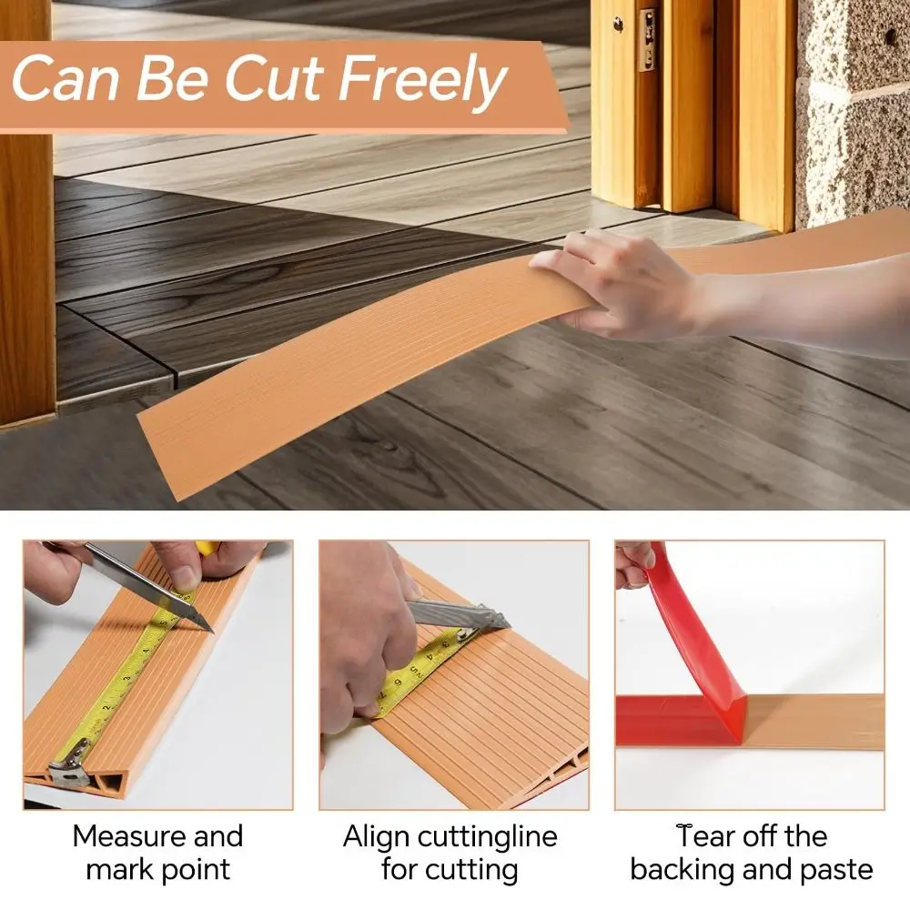 Carpet To Tile Rise Threshold Ramps 60cm Self Adhesive Wheelchairs Ramps Soft PVC Floor Transition Strip Wood/Tile Floor