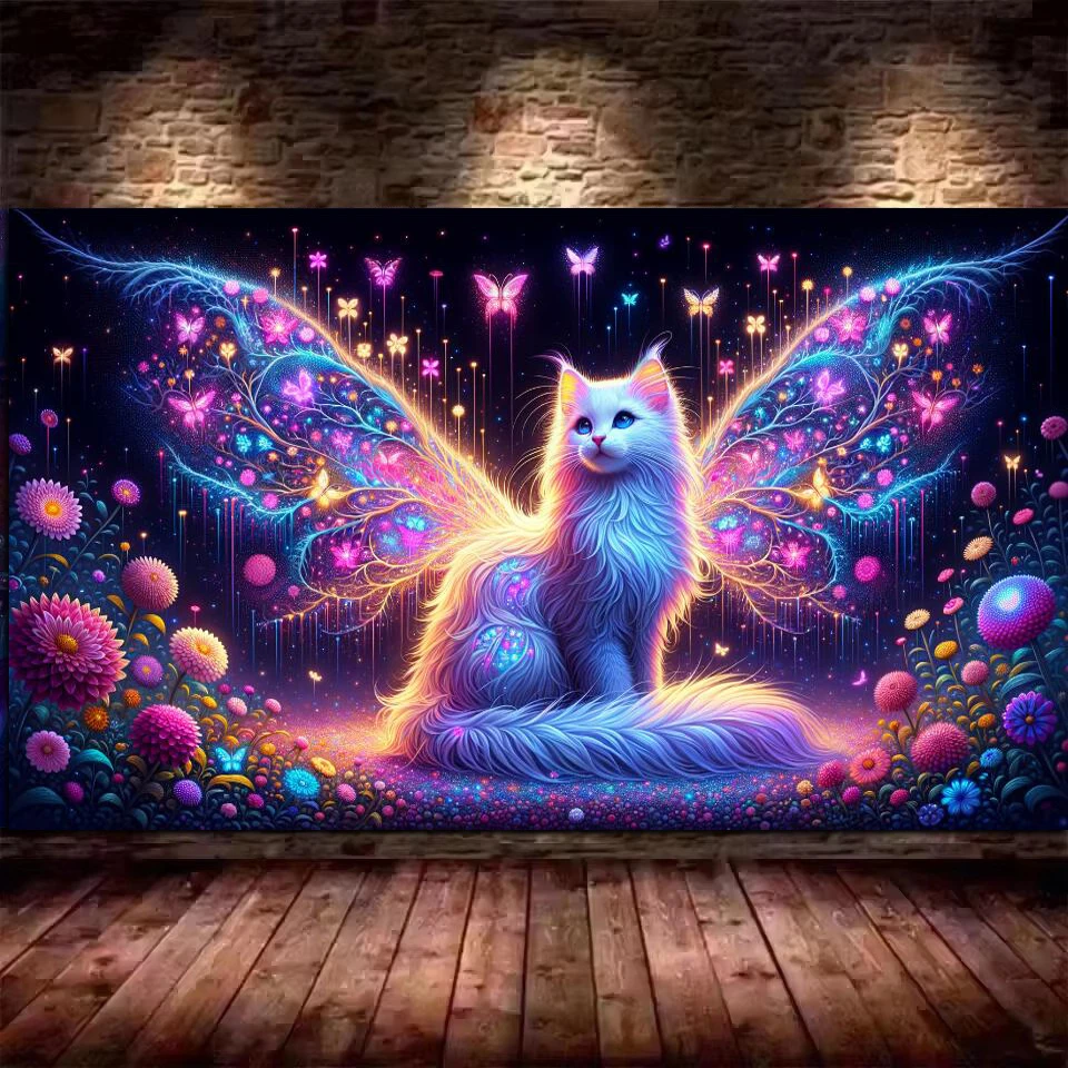 

Fantasy colorful cat with wings diy 5d Diamond Painting New Large Size Mosaic Diamond Embroidery Cross Stitch for home decor