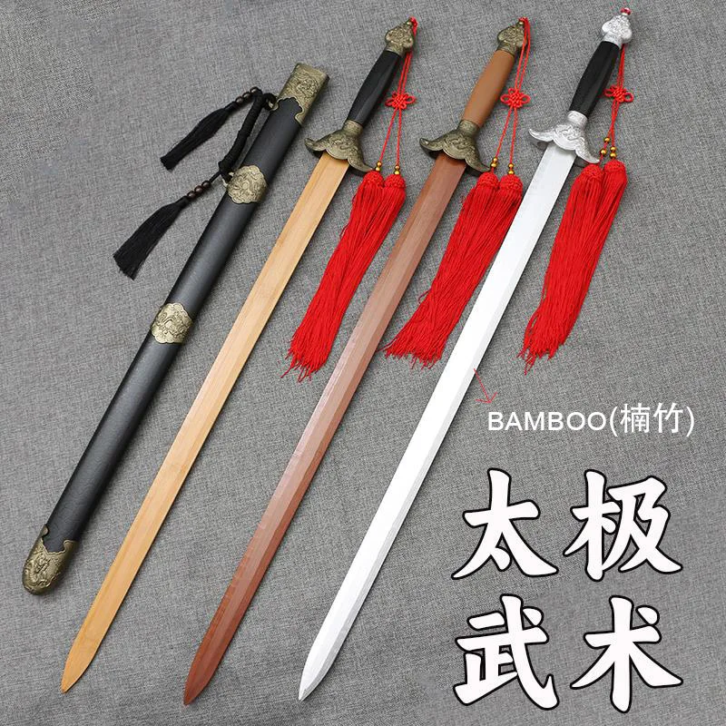 

Tai Chi Sword - Hardwood & Wooden Practice Jian for Adults & Kids, Traditional Wushia Sparring & Performance