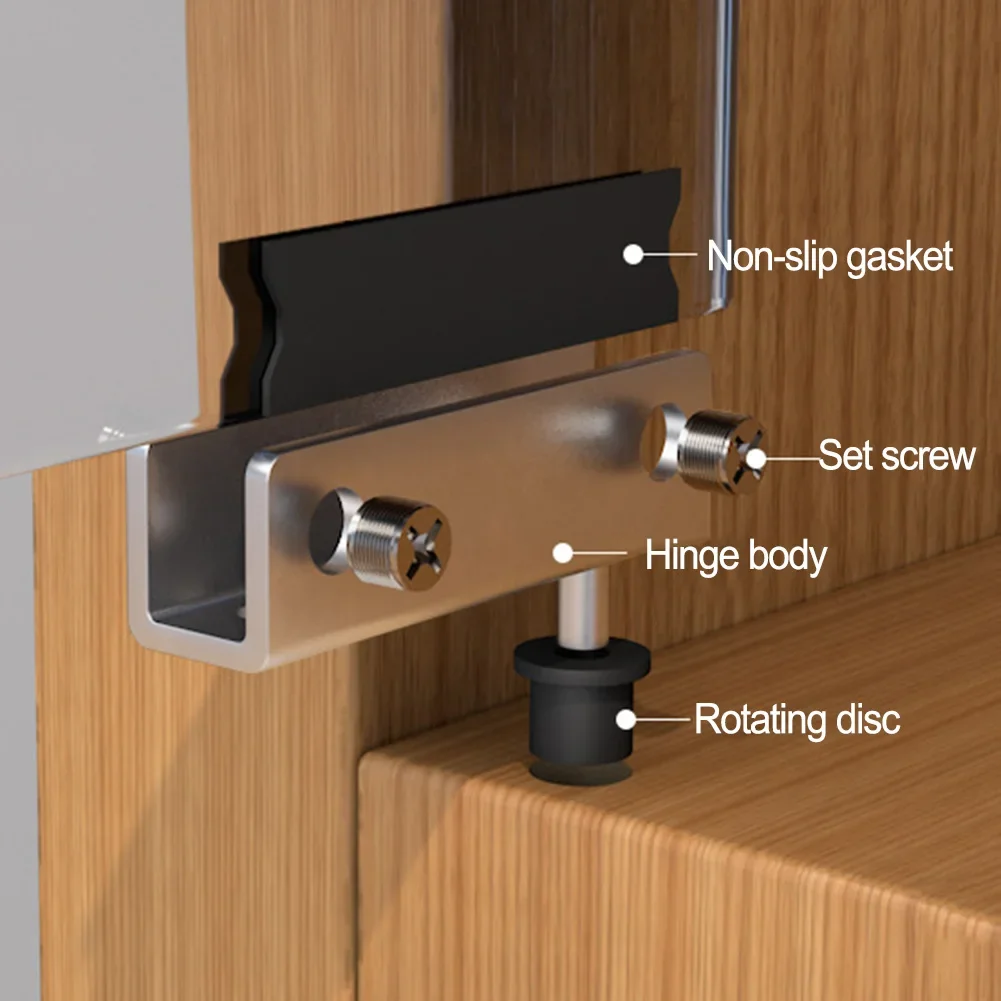 Premium Stainless Steel Glass With Rubber Sleeve Rust-Proof No Drilling Black Pivot Door Hinge Suitable For Glass Doors