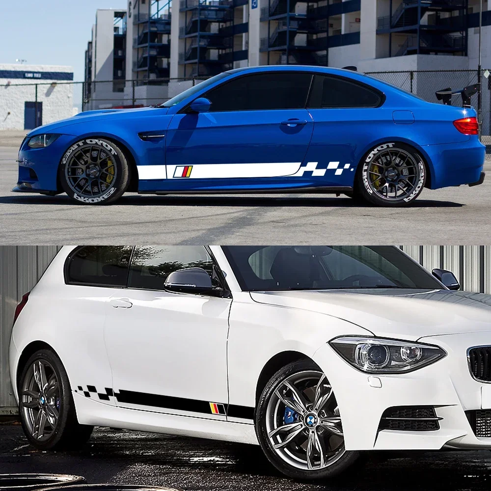 2Pcs Car Door Side Skirt Stickers Auto Vinyl Decals Applique Accessories For BMW 1 Series E82 E87 E88 F20 F21 F70 E81 F40 F52