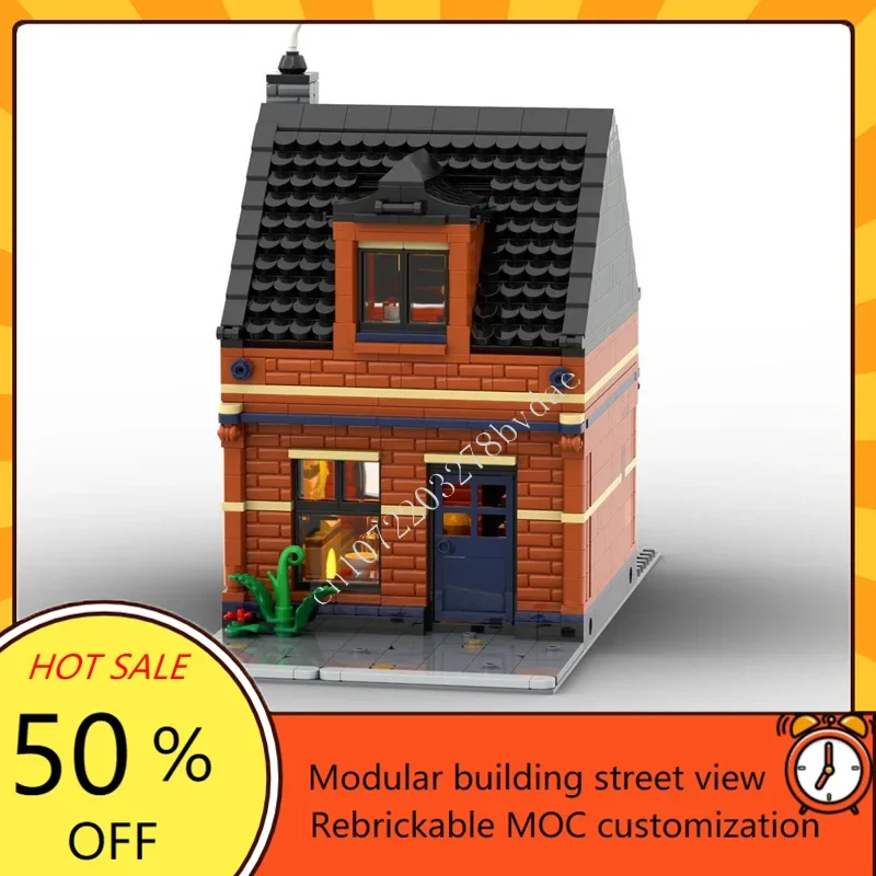 

1012 шт. дом работника, модульная MOC, креативная модель с видом на улицу, строительные блоки, архитектура, сделай сам, образовательная сборка, игрушки, подарки